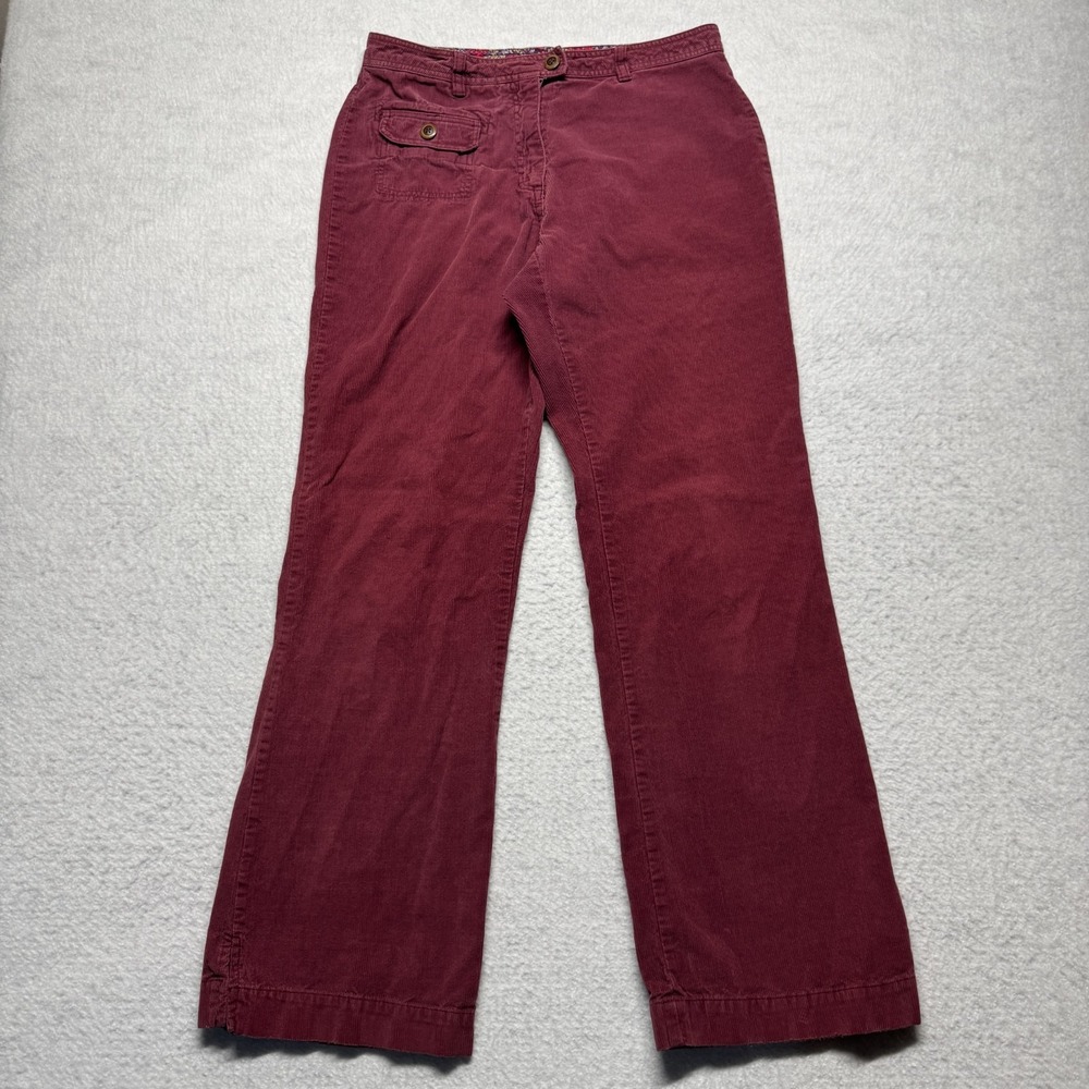 LL Bean Corduroy Pants Maroon Cotton Straight 100% Cotton Women's Size 10 Tall